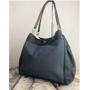 COACH Legacy Jacquard Lexy Blue Multi Shoulder Bag